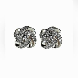 Sparkling Square Knot Studs